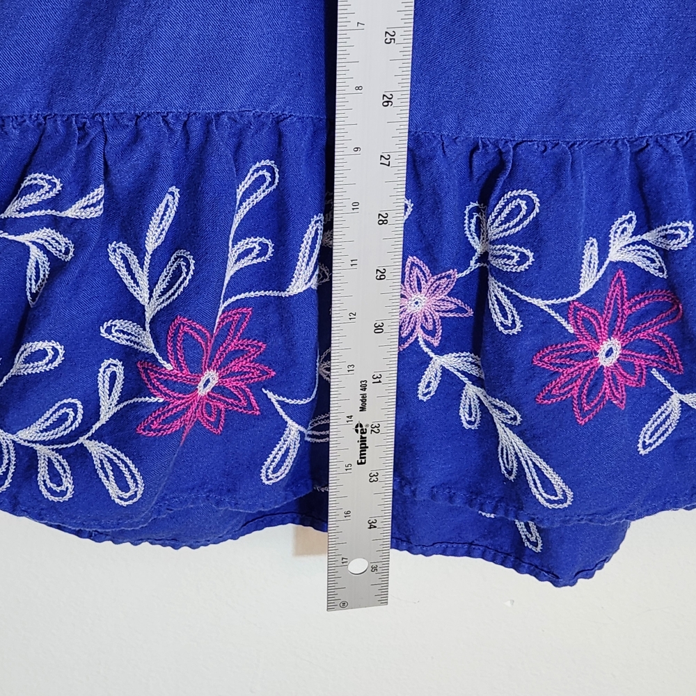 LOFT Blue Embroidered Boho Mini Dress Size Large - Picture 9 of 9
